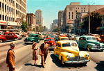 LA Traffic 1940's Download Jigsaw Puzzle