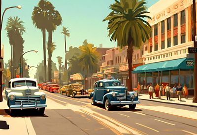 City Street, L.A., 1940's Download Jigsaw Puzzle