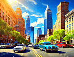 1960s Downtown Traffic Download Jigsaw Puzzle