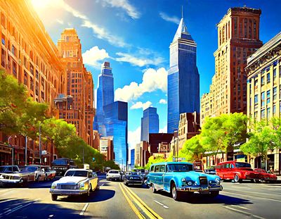1960s Downtown Traffic Download Jigsaw Puzzle