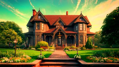 Victorian Gothic Revival House Download Jigsaw Puzzle