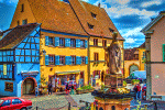 European Village Town Square Download Jigsaw Puzzle